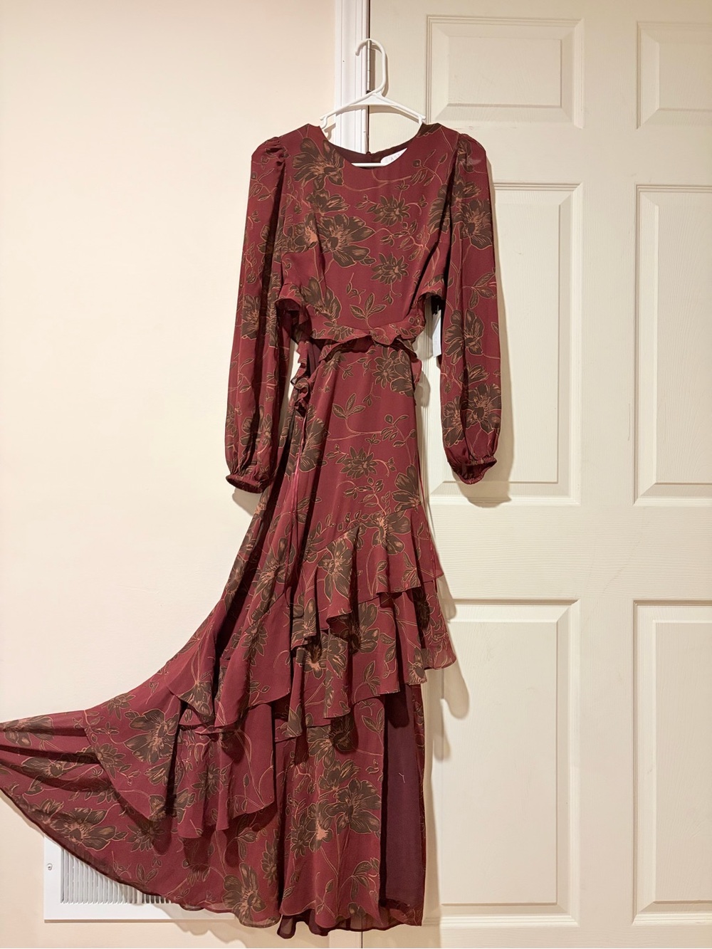 Astr Floral Ruffle Plum Maxi Dress - Picture 2 of 6